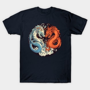 The Dance of Balance: Yin and Yang Dragons T-Shirt